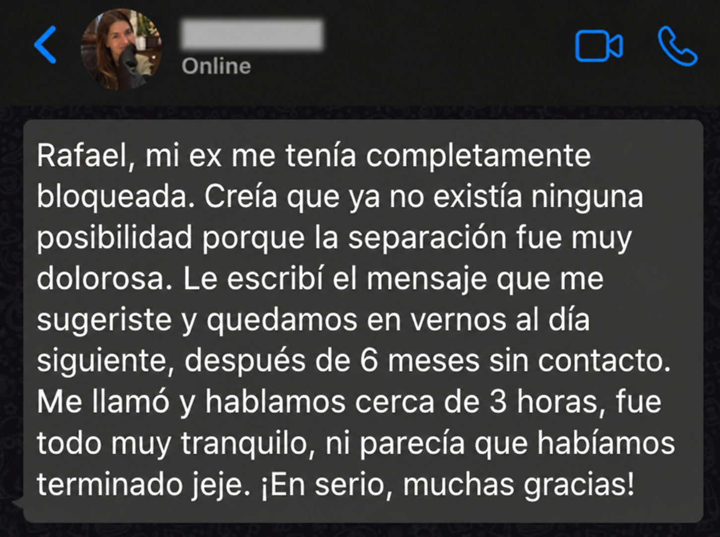 Depoimento de Rafaela no WhatsApp